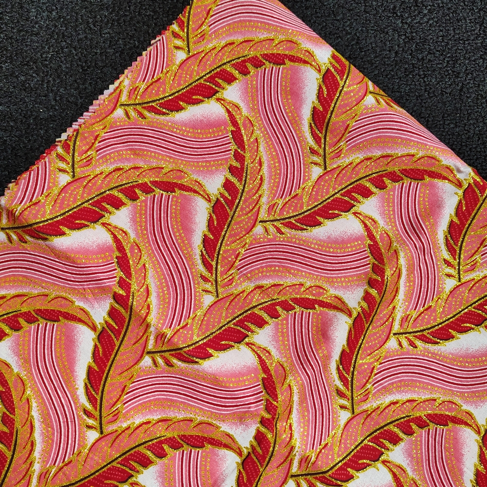 Pink Red Gold Feather Print Long Scarf Head Wrap With Face Mask 68"Long NEW
